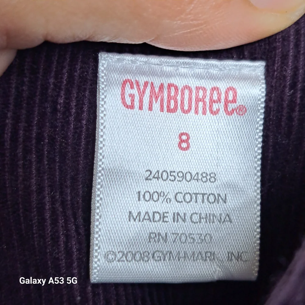 Gymboree Purple Corduroy Dress with Colorful Floral Details VTG Y2K